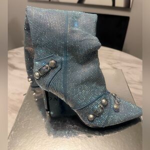 Sparkling Blue Heeled Boots